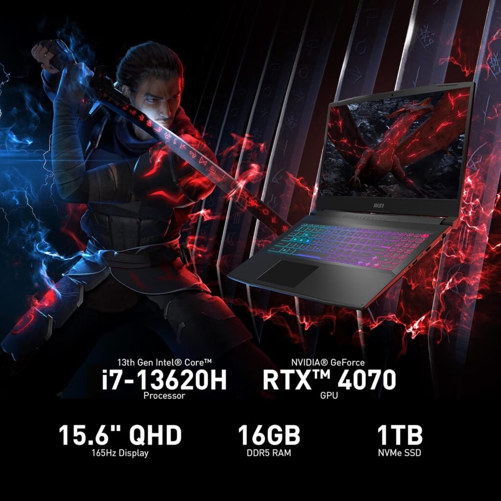 MSI Katana 15 gaming laptop with 15.6-inch display and RTX 4070 GPU